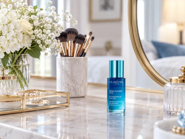 Clarins Hydra-Essentiel Bi-Phase Face Serum | Intense Hydrating Serum| 60 Seconds to Plumper Skin* | 24H Hydration* | Double Dose Of Hyaluronic Acid | Lightweight | All Skin Types | 1 Fl Ounce